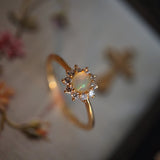 Opal Sunflower Adjustable Ring (S925)