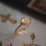 Opal Sunflower Adjustable Ring (S925)