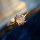 Opal Sunflower Adjustable Ring (S925)