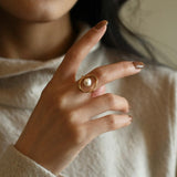 STMG Natural Baroque Pearl Ring on finger