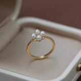 Quartet Pearl Adjustable Ring (S925)