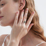 STMG Natural Green Chalcedony Adjustable Ring on finger